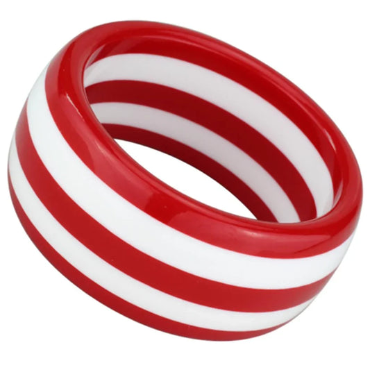 Red and White Striped Resin Bangle