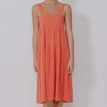 SASS- Solei Touch of Linen Dress in Coral and Natural - sammi