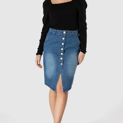 SASS - Casey Button up Denim skirt - sammi