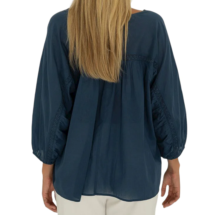 Humidity - Avery Blouse in Powder Blue and Navy