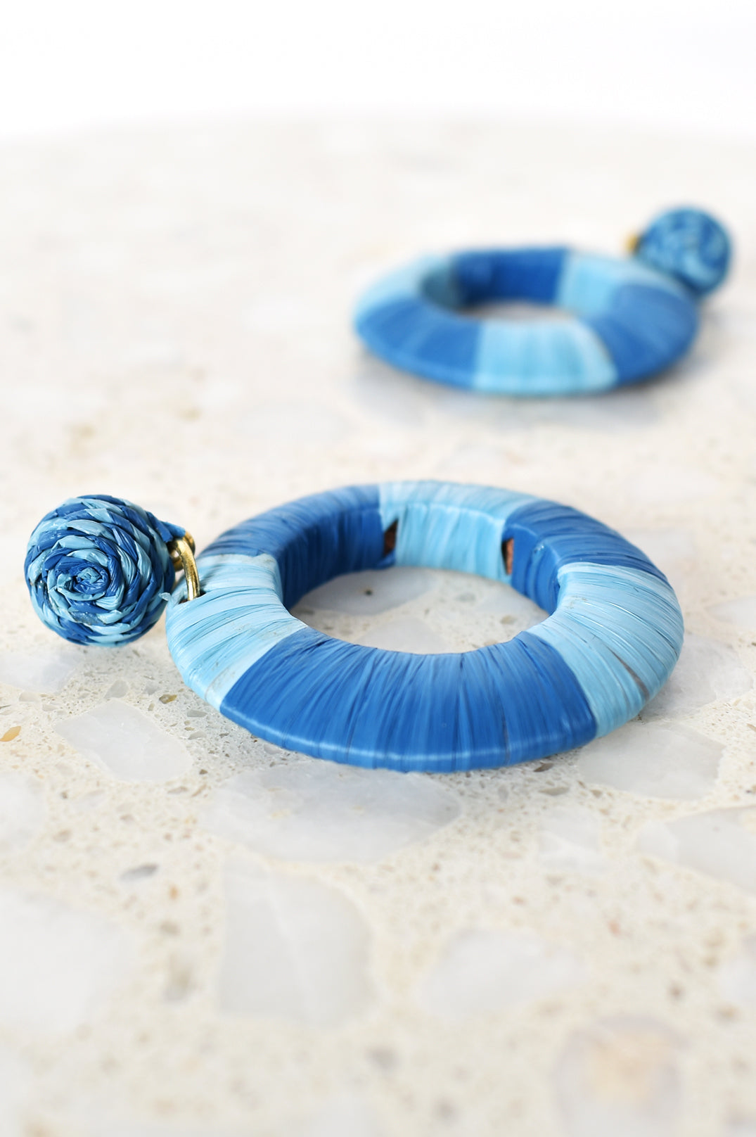 Adorne - Raffia Fashion Earrings in two shades of blue. - sammi