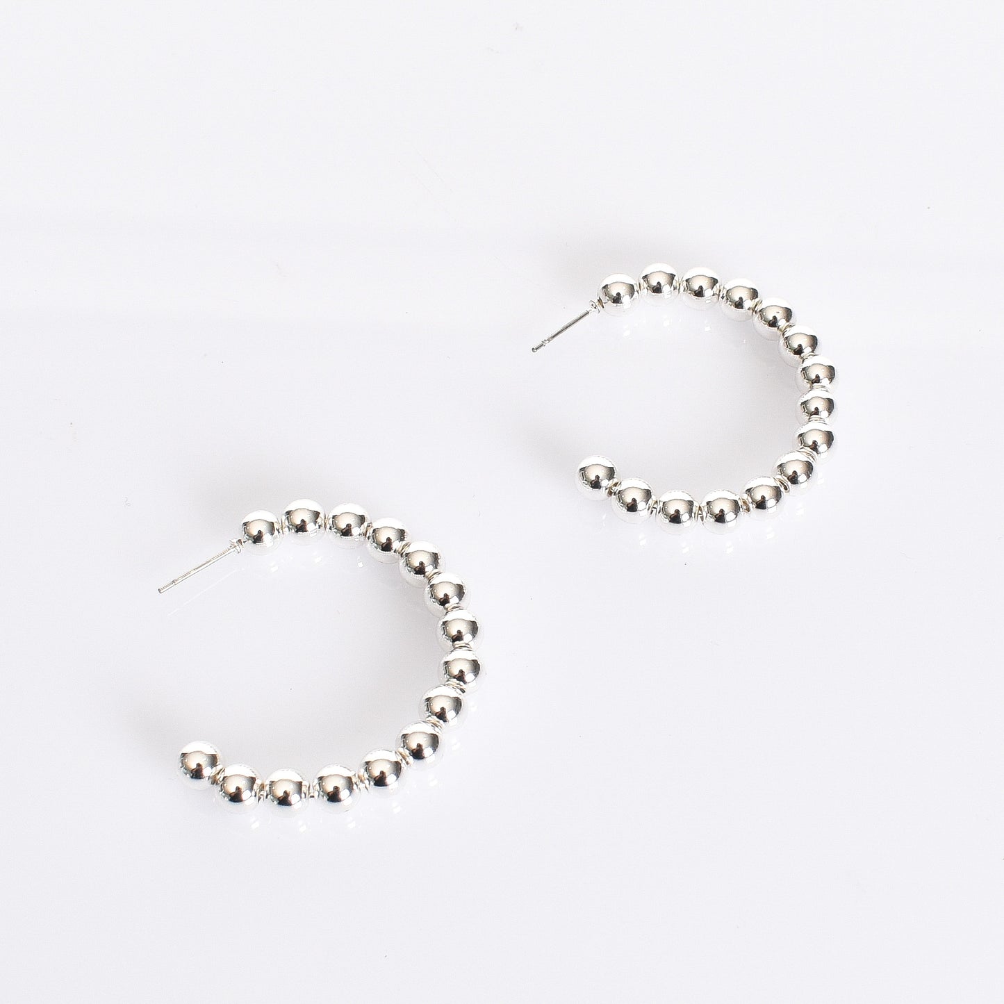 Mini Ball Hoop Earrings in Silver - sammi