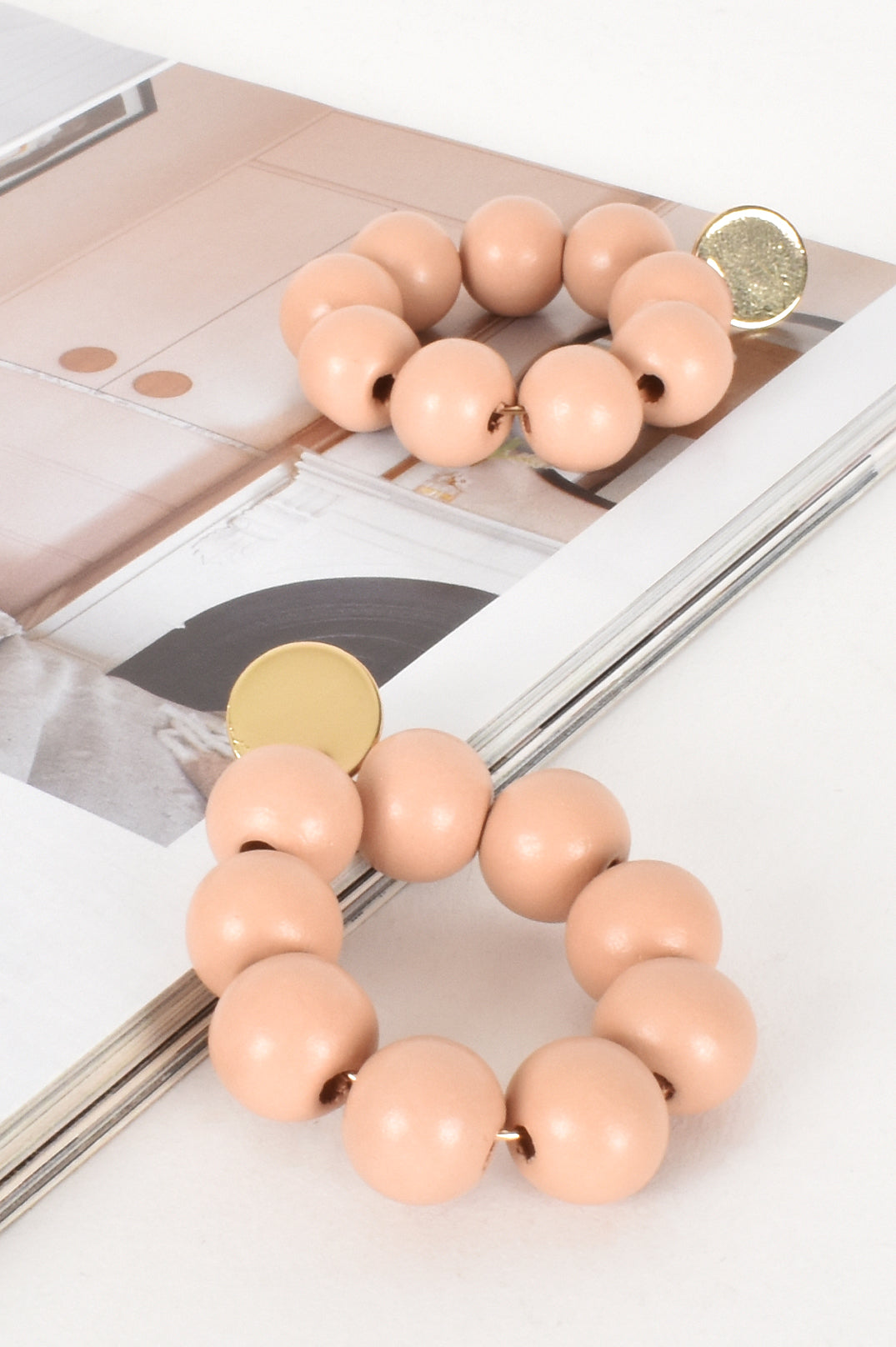 Adorne - Fashion Earrings in Nude Timber Ring Design - sammi