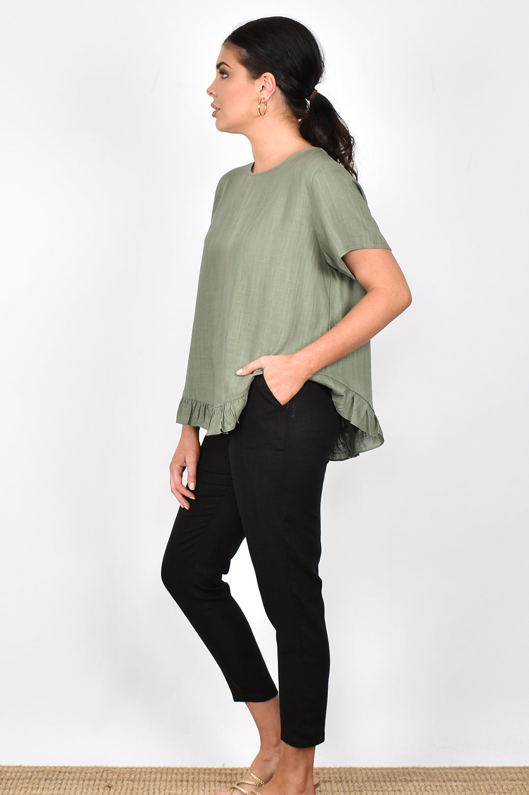 Brooklyn Black Slim Leg Linen Blend Pants - sammi