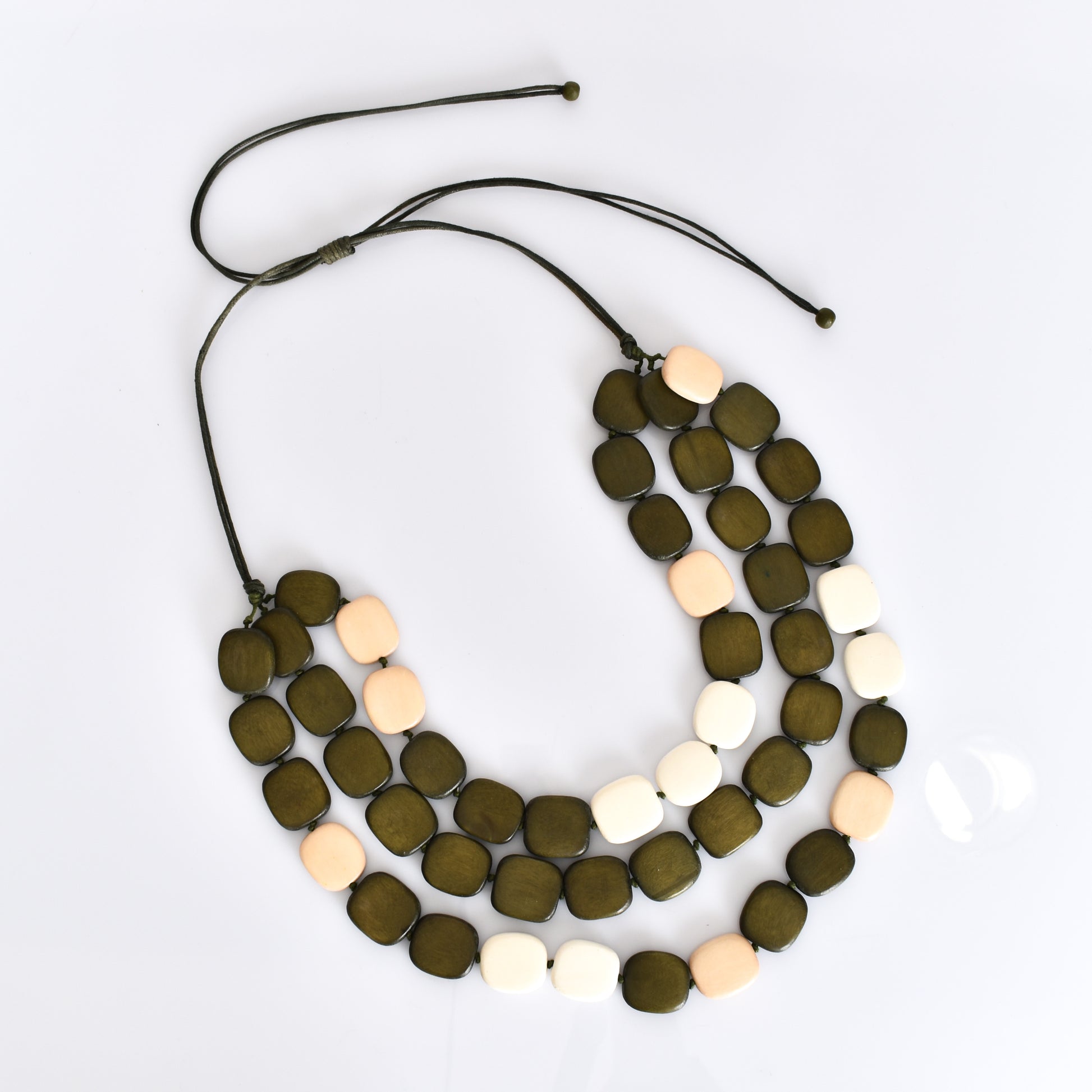 Khaki and Cream Layered Necklace - sammi