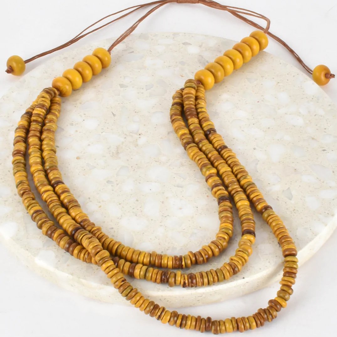 Yellow Layered Timber Necklace