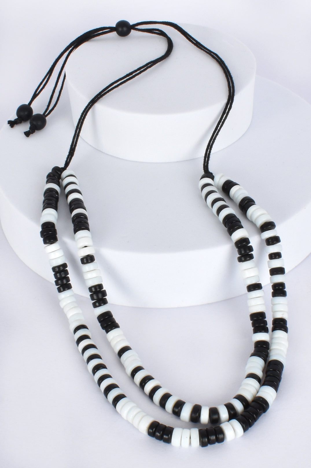 Tallulah Black and White Layered Adjustable Necklace.