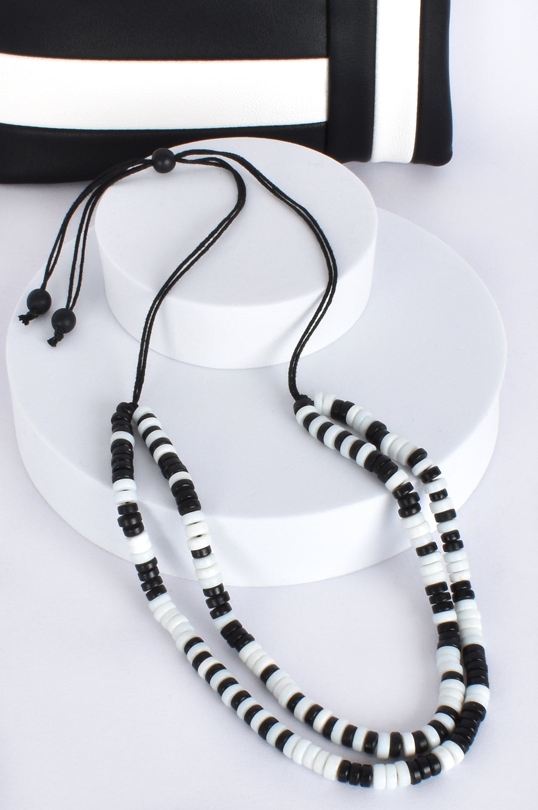 Tallulah Black and White Layered Adjustable Necklace.