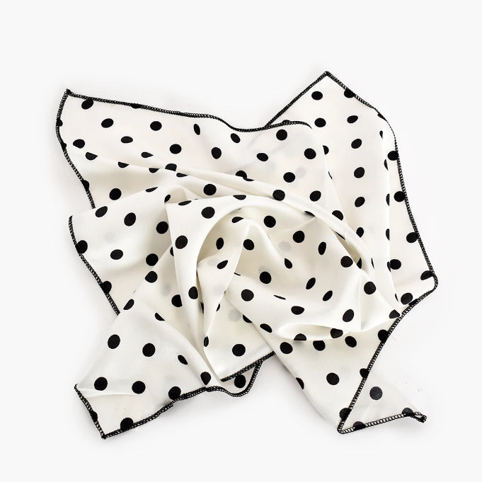 Scarf - White with Black Spots Necktie. - sammi