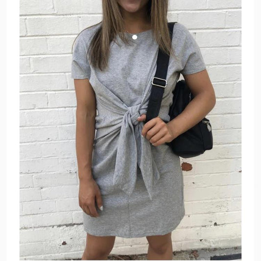 Most - Grey cotton tie up dress. - sammi