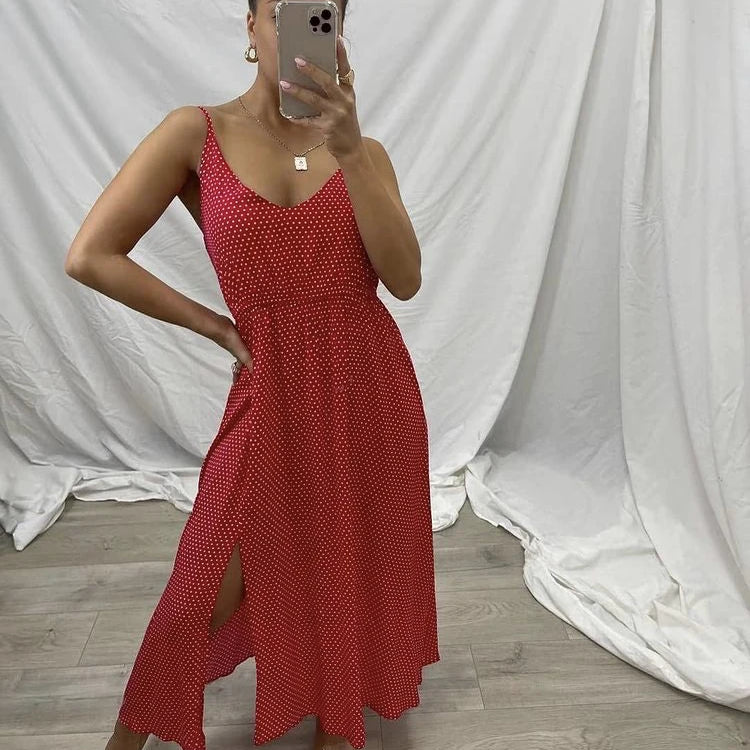 Pink Diamond Dress - Red with White Spots - sammi