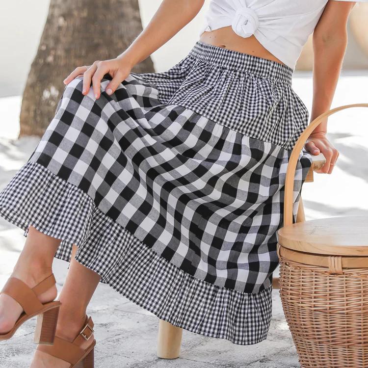 Joop and Gypsy - Black and White long check Skirt